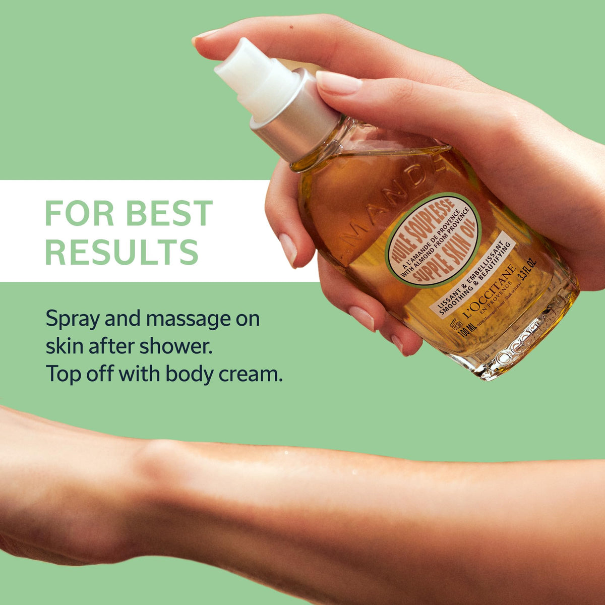 L'OCCITANE Almond Body Oil, Moisturizes, Nourishes, Hydrates, Softens Dry Skin, Absorbs Fast, Lightweight, Non-Greasy, Luxurious Post-Shower Skincare