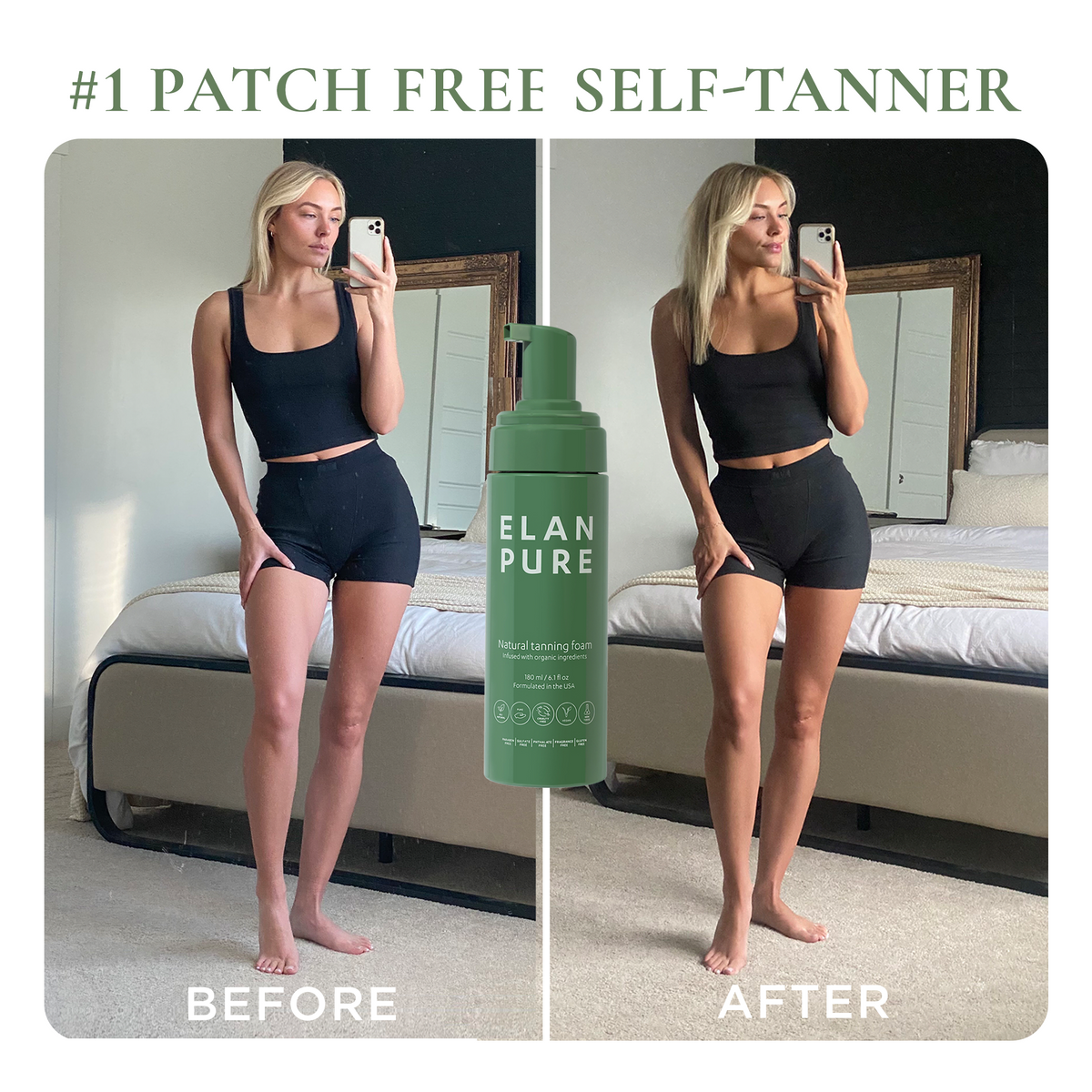Non-Toxic Self Tanner | Skincare-First Self-Tanning Foam | Elan Pure