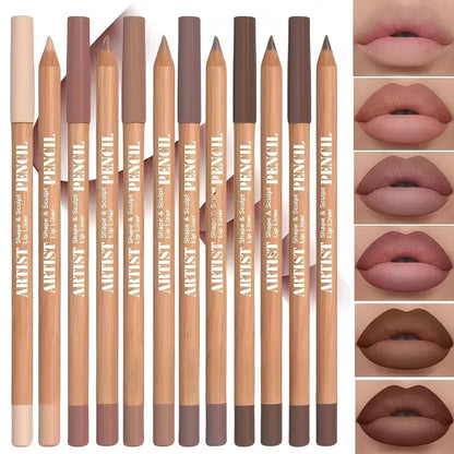 6pcs Velvet Matte Lip Liner Set - Long-Lasting Versatile Shades Longlasting Lip Makeup Berry, Brown, Pink Lip Pencil