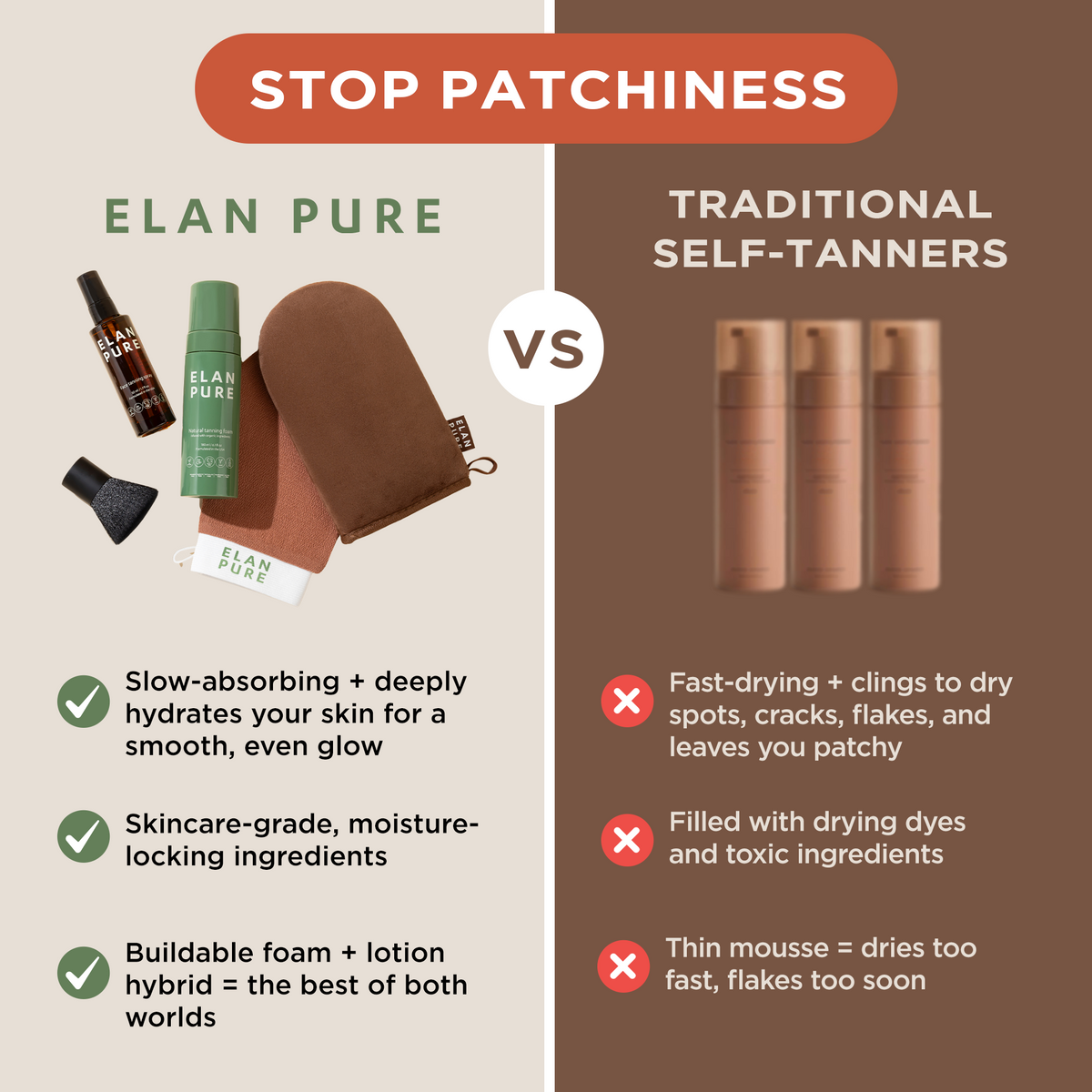 Non-Toxic Self Tanner | Skincare-First Self-Tanning Foam | Elan Pure
